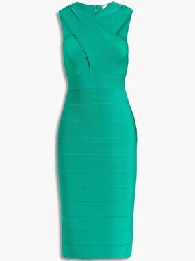 Herve Leger Sleeveless green Bodycon Sheath Dress XXS new with ticket